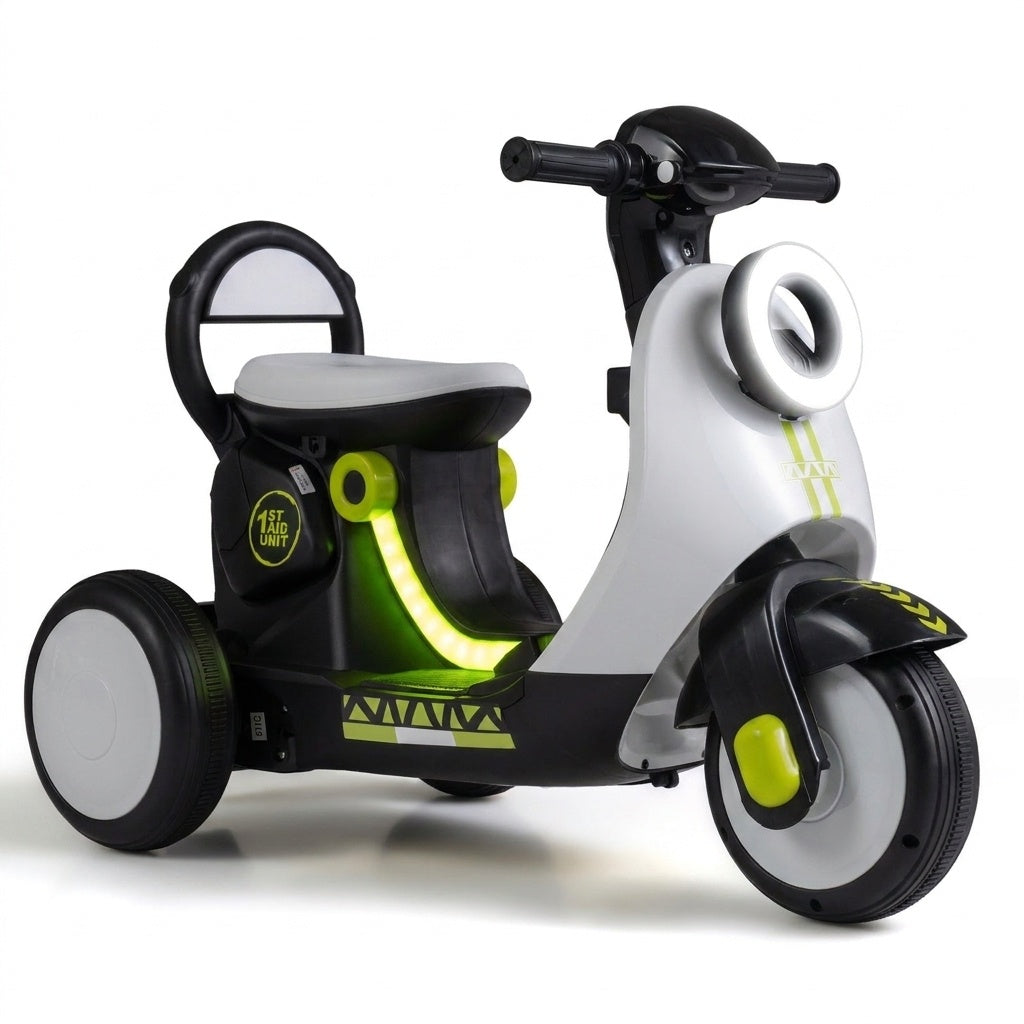 6V Electric Ride on Motorcycle with LED Headlight for Kids Aged 3-5 Years-White