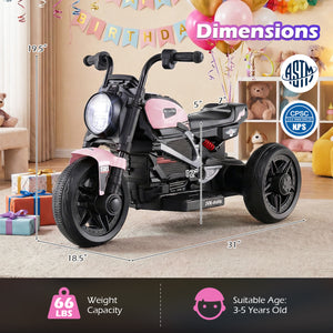 6V Kids Electric Motorcycle with LED Headlight and Music for Toddlers Aged 3-5-Pink