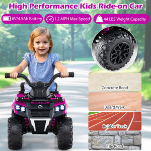 6V Kids Ride On ATV with Spray Function and Storage Box with Music-Pink