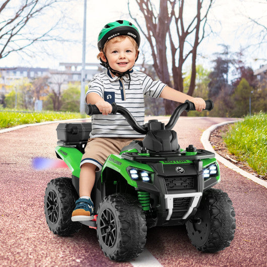 6V Kids Ride On ATV with Spray Function and Storage Box with Music-Green