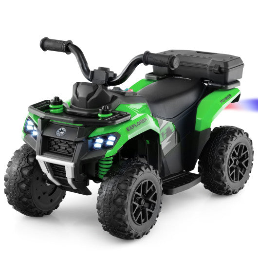 6V Kids Ride On ATV with Spray Function and Storage Box with Music-Green