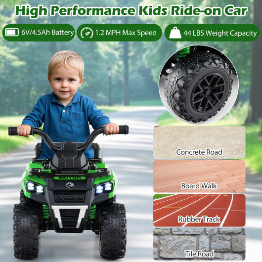 6V Kids Ride On ATV with Spray Function and Storage Box with Music-Green