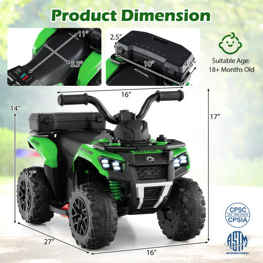 6V Kids Ride On ATV with Spray Function and Storage Box with Music-Green