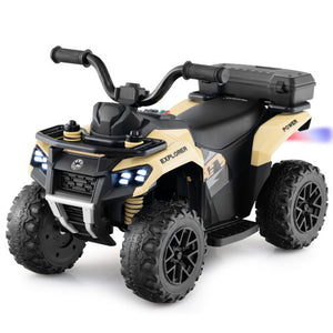 6V Kids Ride On ATV with Spray Function and Storage Box with Music-Khaki