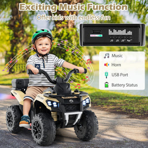 6V Kids Ride On ATV with Spray Function and Storage Box with Music-Khaki