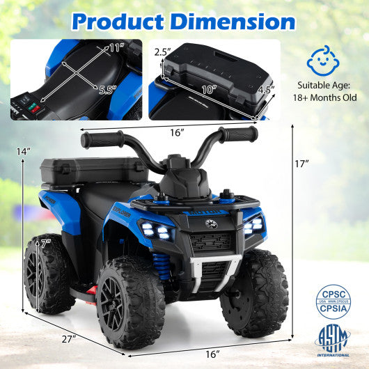 6V Kids Ride On ATV with Spray Function and Storage Box with Music-Blue