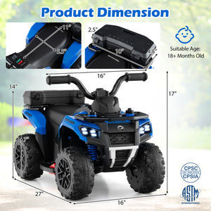 6V Kids Ride On ATV with Spray Function and Storage Box with Music-Blue