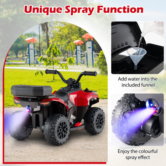 6V Kids Ride On ATV with Spray Function and Storage Box with Music-Red