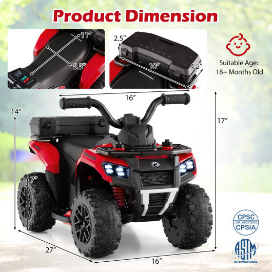 6V Kids Ride On ATV with Spray Function and Storage Box with Music-Red
