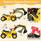6V Kids Ride On Bulldozer with Folding Basketball Hoop and Balls