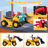 6V Kids Ride On Bulldozer with Folding Basketball Hoop and Balls