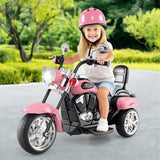 6V Powered Toddler 3-Wheel Motorbike Ride On Toy with Horn and Headlight-Heart Pink