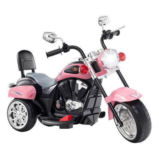 6V Powered Toddler 3-Wheel Motorbike Ride On Toy with Horn and Headlight-Heart Pink