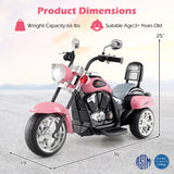 6V Powered Toddler 3-Wheel Motorbike Ride On Toy with Horn and Headlight-Heart Pink