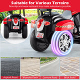 6V Powered Toddler 3-Wheel Motorbike Ride On Toy with Horn and Headlight-Black & Red