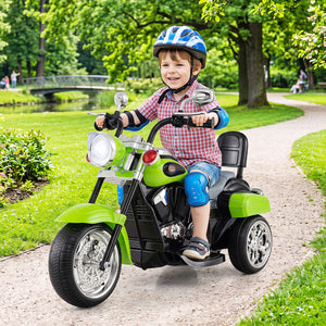 6V Powered Toddler 3-Wheel Motorbike Ride On Toy with Horn and Headlight-Green