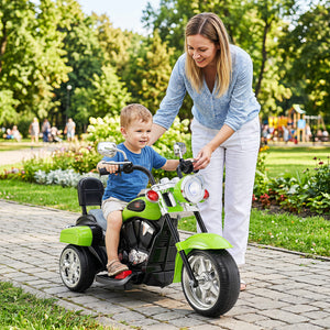 6V Powered Toddler 3-Wheel Motorbike Ride On Toy with Horn and Headlight-Green