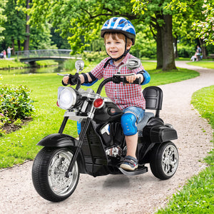 6V Powered Toddler 3-Wheel Motorbike Ride On Toy with Horn and Headlight-Black