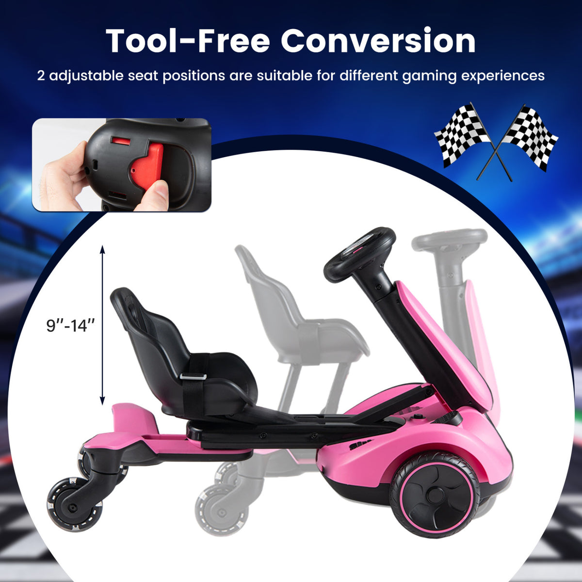 6V Ride-on Drift Car with Lights and Adjustable Seat-Pink