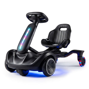 6V Ride-on Drift Car with Lights and Adjustable Seat-Black