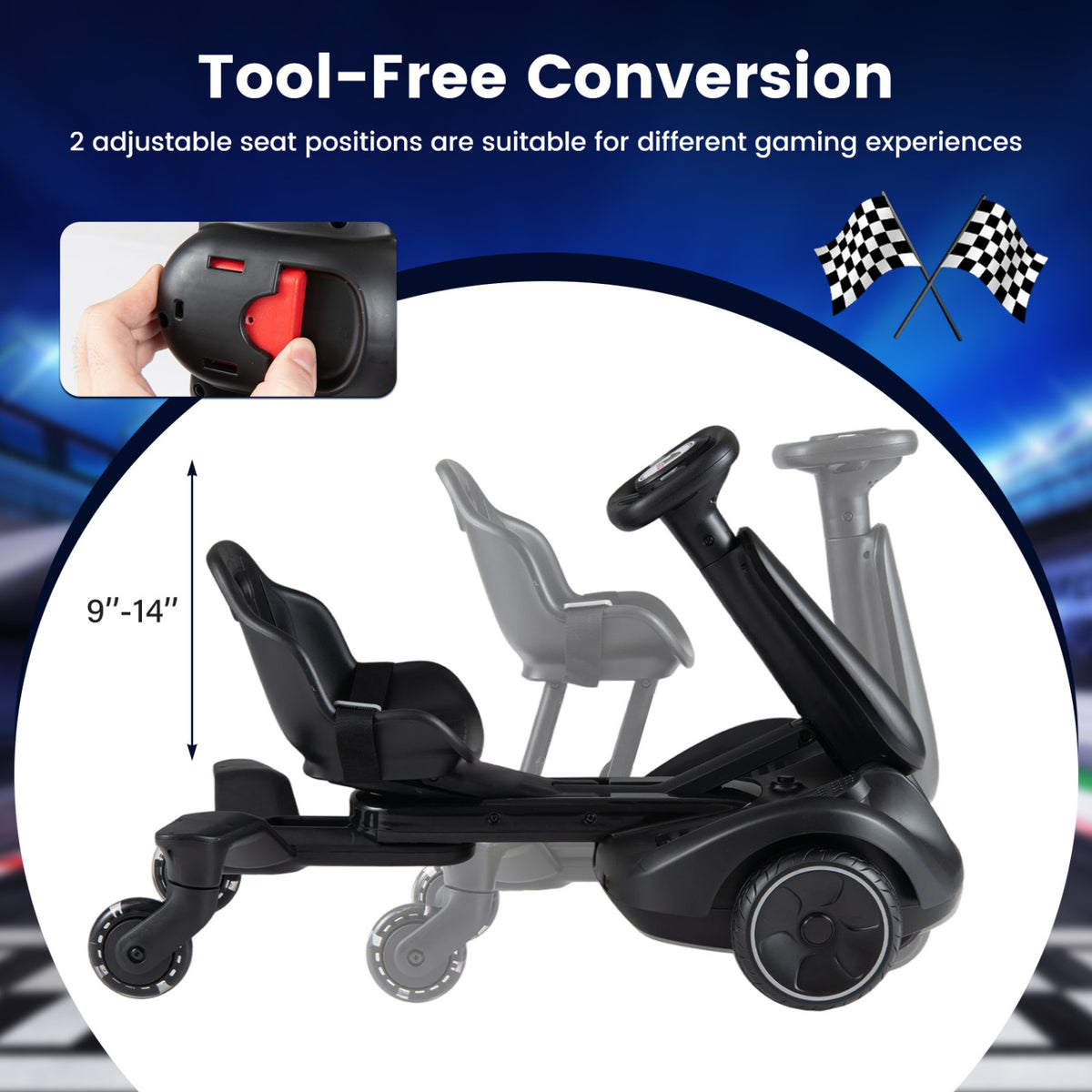 6V Ride-on Drift Car with Lights and Adjustable Seat-Black