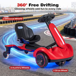 6V Ride-on Drift Car with Lights and Adjustable Seat-Red