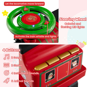 6V Ride on Train 2-Seater with Carriage and Flashing LED Lights-Green