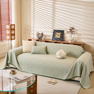 Natural Textured Linen Couch Cover, Breathable & Hypoallergenic Furniture Protector