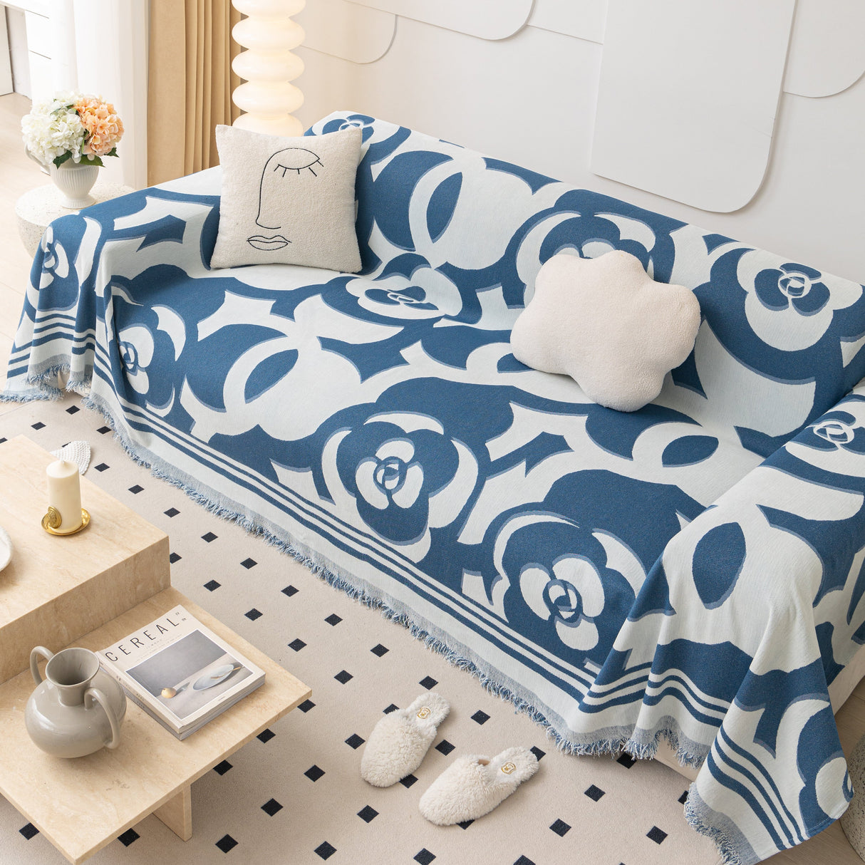 Chenille Sofa Cover Blanket, Couch Cover Blanket Throws for Couches Living Room Furniture Throw Covers