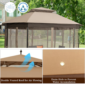 10 ™x 12 ™ Octagonal Patio Gazebo-Brown