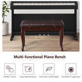 Solid Wood PU Leather Piano Bench with Storage-Black