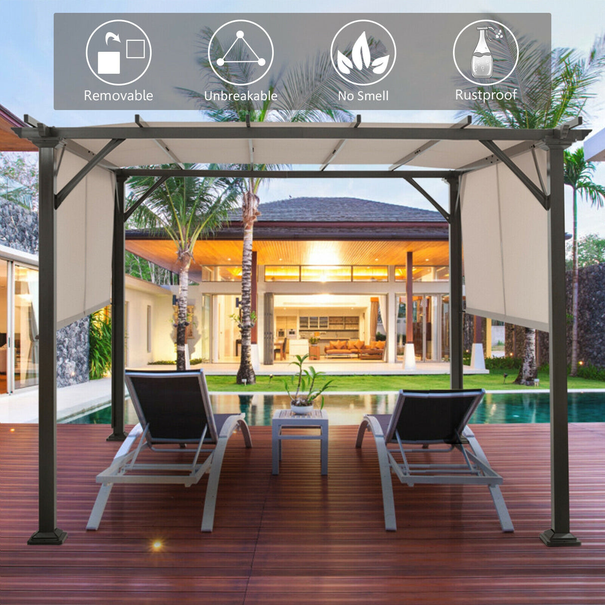 16' x 4' 2Pcs Universal Replacement Canopy for Pergola Structure Sun Awning