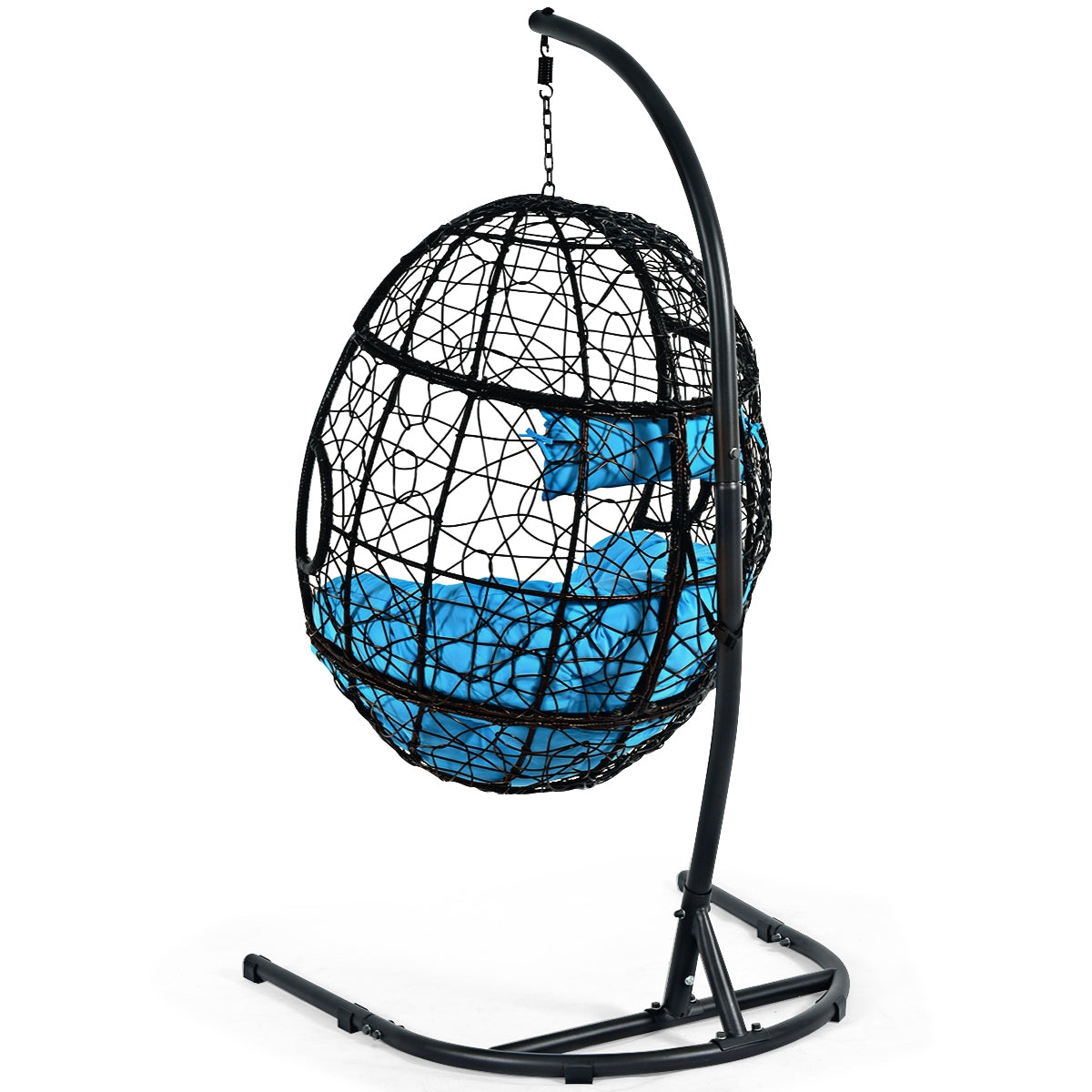 Hanging Cushioned Hammock Chair with Stand -Gray