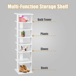 Wooden Shoes Storage Stand 7 Tiers Shoe Rack Organizer Multi-shoe Rack Shoebox-White