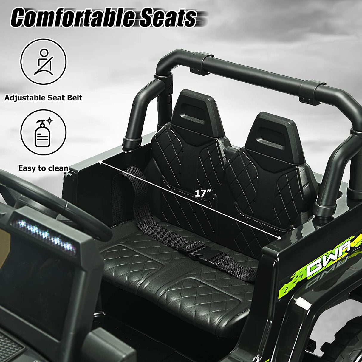 12V Kids Ride-on Jeep Car with 2.4 G Remote Control-Black & Green