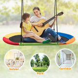 60 Inch Saucer Surf Outdoor Adjustable Swing Set-Blue+Black