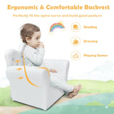 Pink Kids Sofa Armrest Couch with Ottoman-Pink