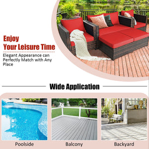 5 Pieces Patio Cushioned Rattan Furniture Set-White