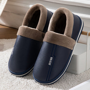 Waterproof Indoor Shoes Womans Mens Winter Home Slippers Faux Leather Warm Plush House Floor Slipper Anti-slip Footwear Women's Cozy Memory Foam Slippers With Warm Plush Fur Lining