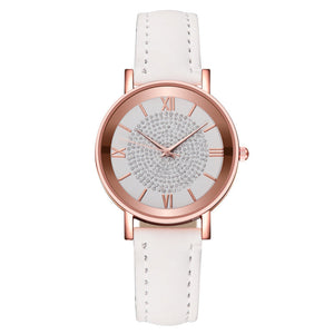 Womens Watches Bracelet Set Starry Sky Ladies Watch Casual Leather Student Quartz Wristwatch Luxury Fashion Minimalist Leather Strap Dress Analogue Quartz Round Elegant Watch