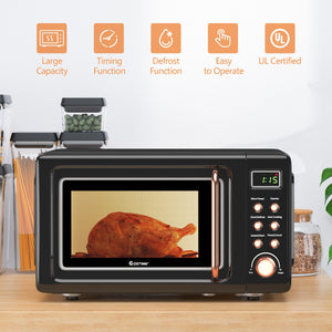 700W Retro Countertop Microwave Oven with 5 Micro Power and Auto Cooking Function-White