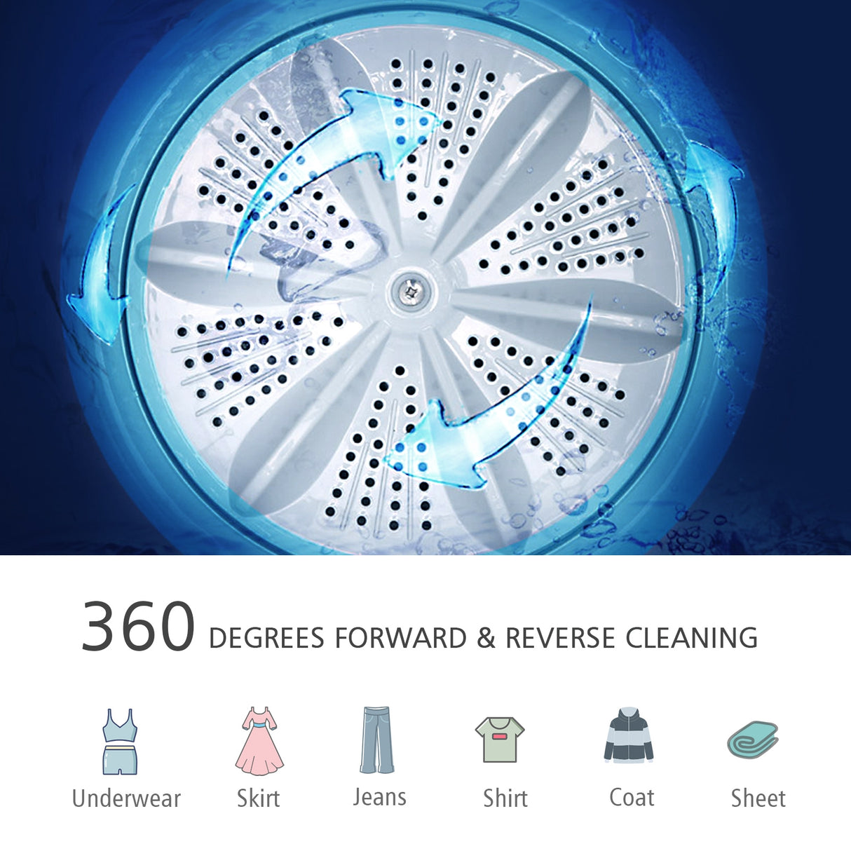 Full-Automatic Washing Machine with Built-in Barrel Light-Blue