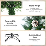 5/6/7.5 Feet Artificial Pencil Christmas Tree with Pine Cones-7 Feet