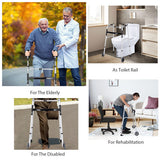Folding Height Adjustable Walking Frame with Armrest Support-Silver