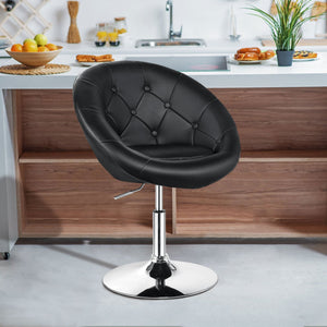 1 Piece Modern Adjustable Swivel Round PU Leather Chair-Black by DirectDeals