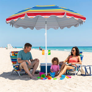 6.5 FT Beach Umbrella UPF 50+ with Sand Anchor for Garden Pool Backyard-Multicolor