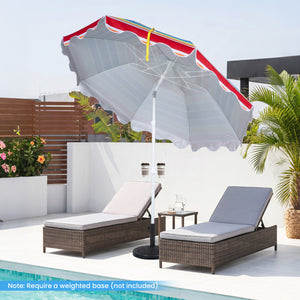 6.5 FT Beach Umbrella UPF 50+ with Sand Anchor for Garden Pool Backyard-Multicolor