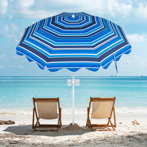 6.5 FT Beach Umbrella UPF 50+ with Sand Anchor for Garden Pool Backyard-Navy