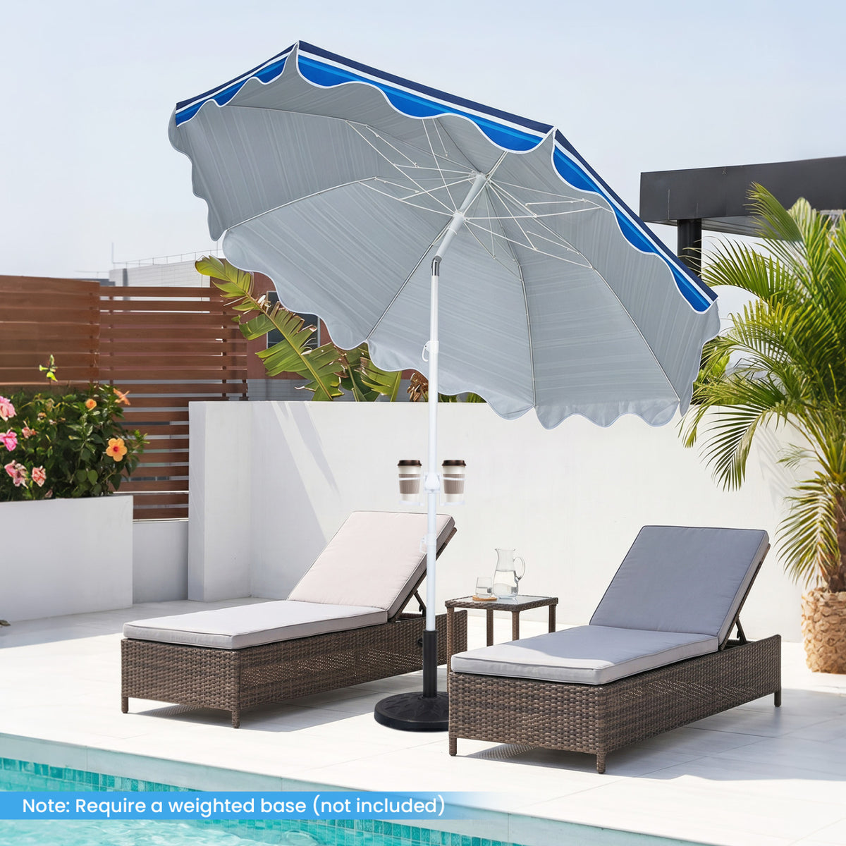6.5 FT Beach Umbrella UPF 50+ with Sand Anchor for Garden Pool Backyard-Navy