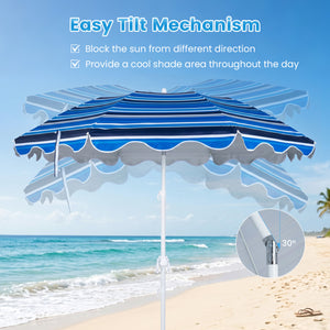 6.5 FT Beach Umbrella UPF 50+ with Sand Anchor for Garden Pool Backyard-Navy
